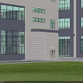 Modern Industrial Factory Exterior With Steel Structure Green Area And Bridge