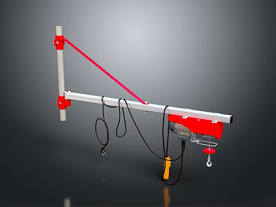 Modern Decorative Light With Red White Horizontal Bar And Black Hanging Cables 3d model