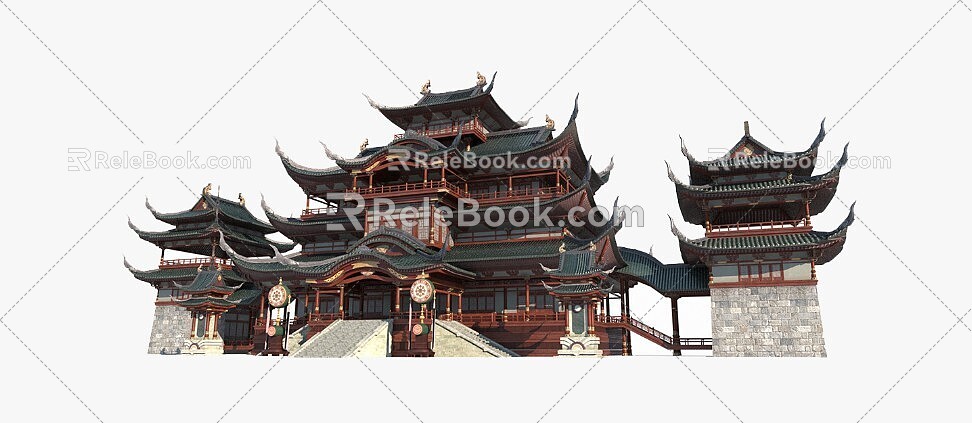 Ancient Architecture Palace Chinese House Japanese Architecture Ancient Architecture Inn Building Pavilion Temple 3d model