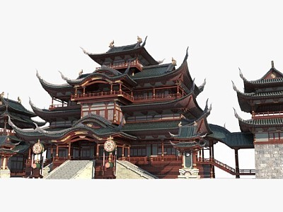 Ancient Architecture Palace Chinese House Japanese Architecture Ancient Architecture Inn Building Pavilion Temple 3d model