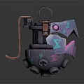 Unique Futuristic Industrial Mechanical Device With Copper Accents And Fluorescent Details