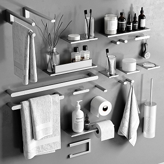 Bathroom Ornaments Combination Towel Rack Towel Bath Supplies 3d model