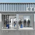 ETH Modern Clothing Store Exterior With Glass Windows And Fashion Models