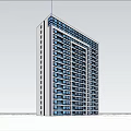 Modern High Rise Residential Building with Windows and Green Trees Around Under Blue Sky