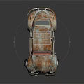 Rusty Vintage Volkswagen Beetle With Roof Rack And Yellow Interior