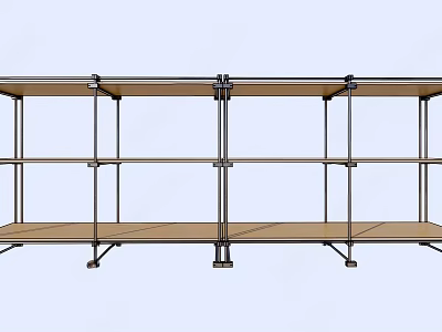 Sleek Modern Storage Shelf Unit With Metal Frame And Wooden Shelves For Home Organization 3d model