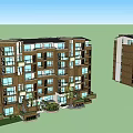 Modern Multi Story Building With Glass Windows Brown White Exterior And Green Plants
