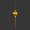 Decorative Yellow Household Item With Red Rod And Ornate Top Design