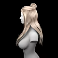 Game and Film Character 3D Model with Blonde Long Hair Hairstyle Design
