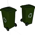 Public Facility Green Recycling Bins With Wheels And Recycle Symbol
