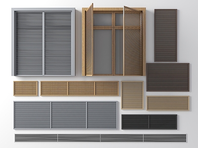 Modern Shutters Home Grille Window Central Air Conditioning Outlet Shutters Rolling Shutters Solid Wood Window Shutters Outlet 3d model