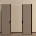 Modern Interior Sliding Doors With Wooden Panels And Black Frames Design 3d model