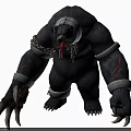 Mutant Bear Creature With Chain Metal Restraints Red Markings And Sharp Claws