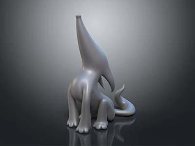 Modern Abstract Animal Shaped Decorative Furniture Sculpture With Smooth Gray Surface 3d model