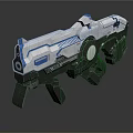 Futuristic Sci Fi Weapon With White Blue And Black Mechanical Design And 3D Rendering Details
