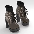 Elegant High Heel Ankle Boots With Block Heels Lace Detailing And Brown Black Color