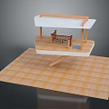 Wooden Canopy Platform With Bed Like Furniture On Lattice Floor Design