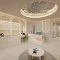 Beauty Hair Salon Interior With White Decor Arched Doorways Reception Sofa And Product Shelves