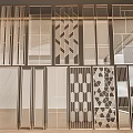 Modern Decorative Room Dividers With Geometric Patterns And Grid Designs 3d model