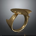 Elegant Golden Fish Shaped Ring With Textured Surface And Unique Fashion Design
