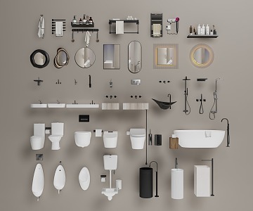 Modern Bathroom Appliances Toilet Urinal Wash Basin Faucet Mirror Towel Rack Bathroom Ornaments 3d model