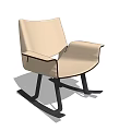Beige Modern Rocking Chair With Comfortable Armrests And Black Frame Design