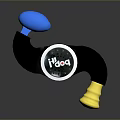 Modern Black i-dog Electronic Device with Circular Logo Blue and Yellow Accents