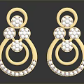 Elegant Golden Earrings With Circular Design White Pearls And Small Beads