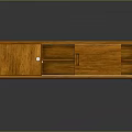 Vintage Wooden TV Stand With Cabinet Doors Open Shelves And Tapered Legs