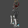 Mechanical Robot Model With Gray Red White Building Blocks And Joints Structure