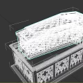 Mysterious Character And Undead Creature Gothic Coffin With Ornate Carved Base And Decorative Metal Clasps