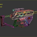 Futuristic Sci Fi Gun With Colorful Patterns Scope Red Light Indicator And Metallic Frame 3d model