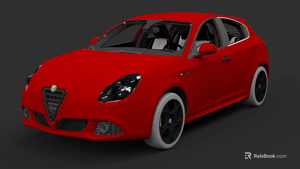 Red Sporty Sedan With Black Wheels And Modern Front Design Exterior 3d model 