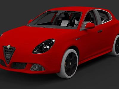Red Sporty Sedan With Black Wheels And Modern Front Design Exterior 3d model