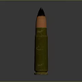 Detailed Weapon Bullet With Green Casing Black Tip And Orange Section 3d model
