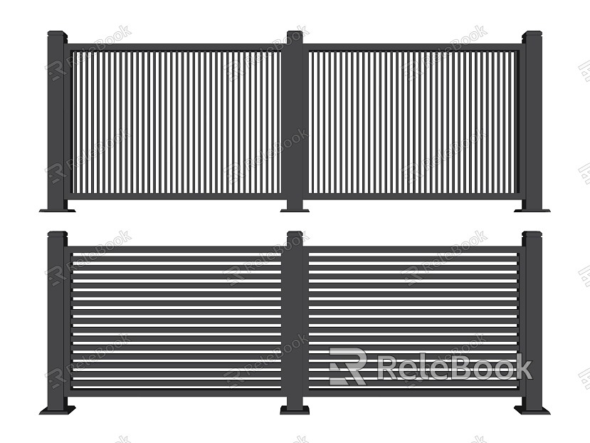 Fence Railing Railing Iron Fence Courtyard Guardrail Square Guardrail Metal Railing Barrier model