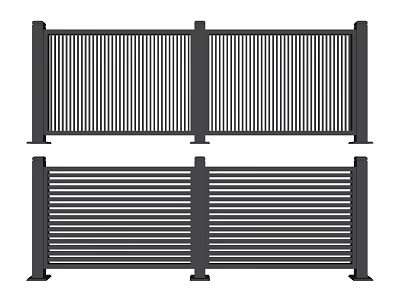 Modern Metal Fences With Different Panel Styles 3d model