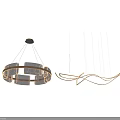 Modern Chandeliers With Round Crystal Frames Transparent Elements And Curved Illuminated Lines 3d model