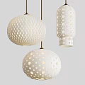 Modern Stylish White Pendant Lights With Perforated Patterns And Polka Dot Designs 3d model