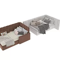 Cozy Upholstered Children's Bed With Soft Pillows And Warm Blankets For Kids Bedroom