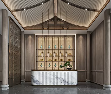 New Chinese sales office reception desk 3d model