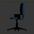 Blue Office Chair With Armrests Black Base And Rolling Casters