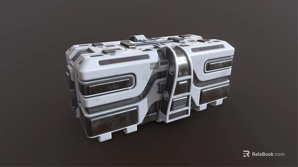 Futuristic Metallic Box Design With Structural Panels Secure Straps And Functional Compartments 3d model 