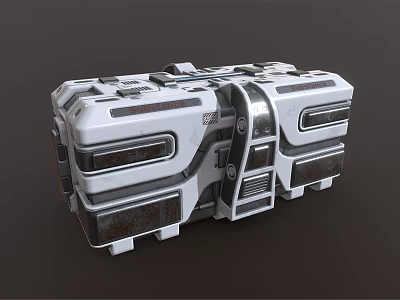 Futuristic Metallic Box Design With Structural Panels Secure Straps And Functional Compartments 3d model