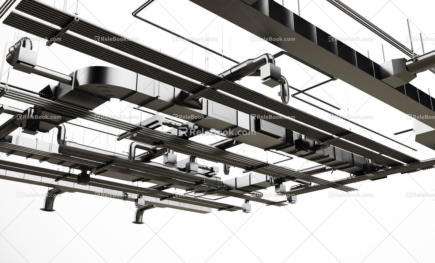 Industrial LOFT Pipe Ceiling Pipe Bare Top Air Conditioning Fire Pipe 3d model