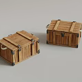 Two Wooden Storage Boxes With Metal Hardware And Handles For Home Storage Use