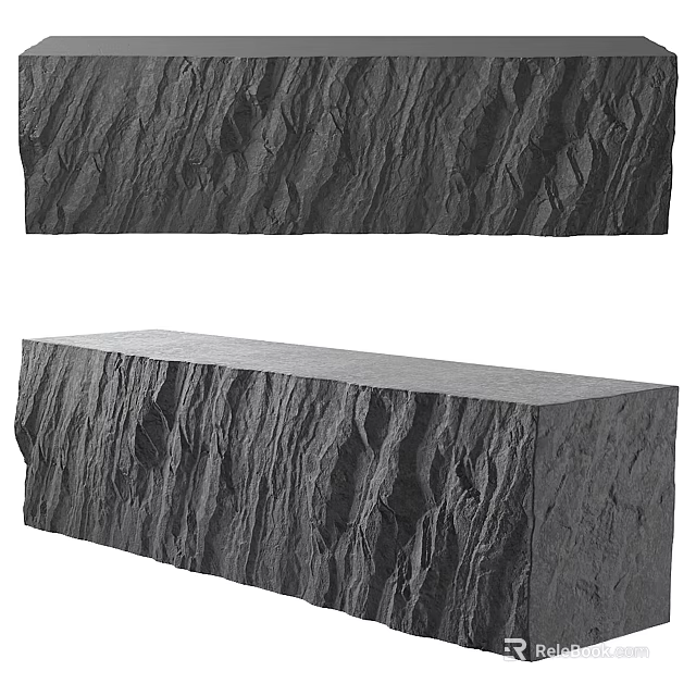 Rustic Stone Bar Counter With Rough Textured Sides And Smooth Flat Top Surface 3d model