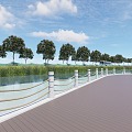 Waterfront guardrail Stone guardrail 3d model