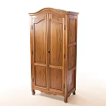 Traditional Wooden Wardrobe With Double Doors Decorative Curved Top And Carved Wood Details