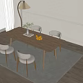 Nordic calligaris Log Dining Table and Chair Dining Chair Dining Table Floor Lamp 3d model